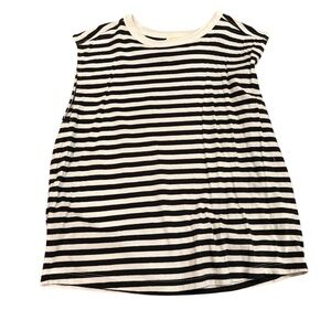Striped Black & White Muscle Tee - Classic Sleeveless Top